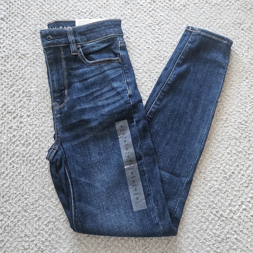 AMERICAN EAGLE Ne(x)t Level Stretch Super Hi Rise Jegging 0 SHORT NWT AE